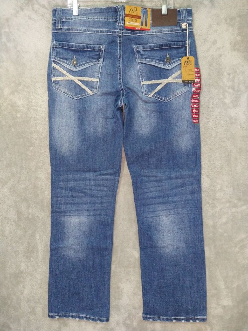 TK Axel Jeans Mens 34x32 Blue Denim Slim Boot Cut Stretch Medium Wash NWT
